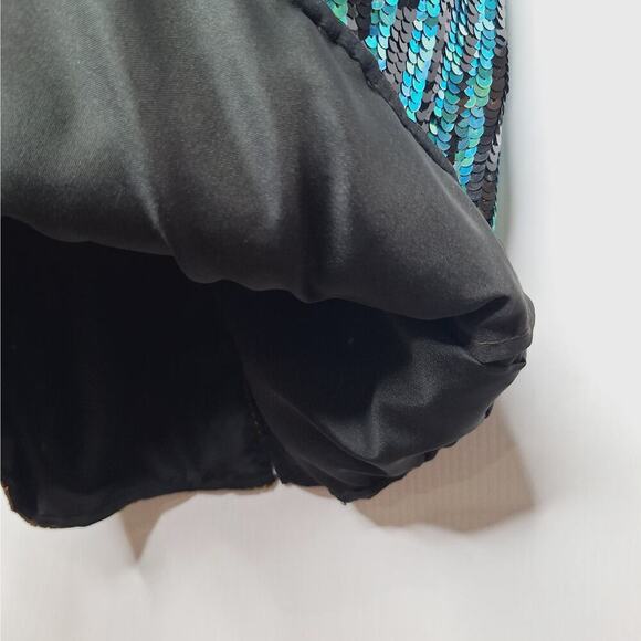 Vintage 80's La Scala Beaded Sequined Evening Dress Silk Party M Striped Glam - Picture 9 of 16